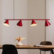 Hängeleuchte Form 4, rot, Metall, 4-flammig, Kegel, E27