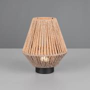 LED-Akku-Tischleuchte Lira, braun, Papiergarn, Höhe 22 cm