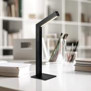 LED-Akku-Tischleuchte Skip, schwarz, MDF, Höhe 37,5 cm