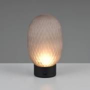 LED-Akku-Tischleuchte Facette, rauchgrau, USB, Glas