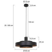 Hängeleuchte Flinter, Holzdekor, Metall, Ø 50 cm, E27