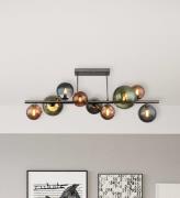 Deckenlampe Riha, Länge 87 cm, rauchgrau/schwarz, 9-flg.