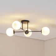 Deckenlampe Glassy, 4-flg., gekreuzt, schwarz/opal
