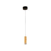 LED-Pendellampe Shine-Wood, Ø 13 cm Eiche/schwarz Holz/Acryl
