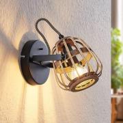Lindby Deckenstrahler Bominio, 19 cm, 1-flg., Holz, Rattan