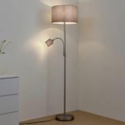 Lindby Stehleuchte Jaileen, grau, Textil, 170 cm, Leselicht