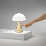 LED-Tischlampe Blip, messing/weiß, Glas, CCT, Touchdimmer