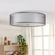 Lindby Deckenlampe Tobia, grau, Textil, Ø 50 cm, E27