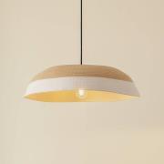Lindby Hängeleuchte Caliva, Ø 60 cm, beige/weiß, Hanfseil