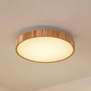 Lindby LED-Deckenleuchte Velua, weiß/holz hell, CCT, Ø 50 cm
