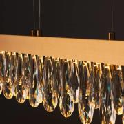 LED-Hängelampe Celestia, Länge 110 cm messingfarben Kristall