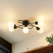 Lindby Deckenlampe Elaina, 66 cm, 5-flg., schwarz/weiß, E14