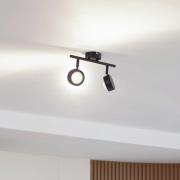 Lindby Strahler Jyla, schwarz, Linse, 4.200 K, 2-flg., GX53