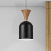 Pendellampe Nolan, Ø 11 cm, schwarz/eiche, Metall/Holz