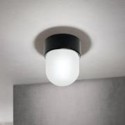 Deckenleuchte Ostia, schwarz, Keramik, Glas satiniert, E27