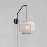 Wandlampe Asuka, Ø 27 cm, beigefarben/schwarz, Stoff/Metall