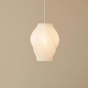 Lucande Hängeleuchte Tovina, Textil, weiß, Ø35cm