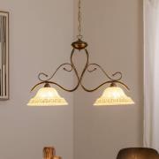 Hängelampe BILIARDO GIORGIO, creme/bronze, Glas/Eisen 2-flg.