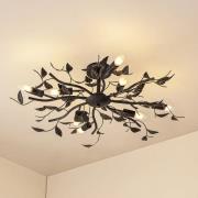 Lindby Deckenlampe Yos, 8-flg., 85 cm, schwarz-kupfer, E14
