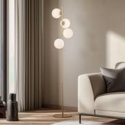 Lucande Stehleuchte Isandro, opal/gold, 4-flg., Glas/Metall