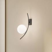 Wandleuchte Hilal 3821, schwarz, Opalglas, Höhe 44 cm