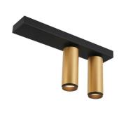 LOOM DESIGN LED-Deckenstrahler X-Beam, 2-flg., schwarz/gold