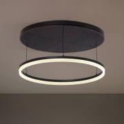 Lucande LED-Deckenlampe Orven, schwarz/Holz, Ø50cm, dimmbar