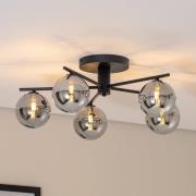 Deckenleuchte Prato, schwarz/rauchgrau, Glas, 5-flammig