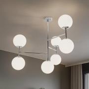 Deckenlampe Korek, chrom/weiß, Glas, 75 cm, 7-flg., E14