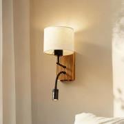 Lucande Wandleuchte Lieske, 39 cm, beige, Textil, Leselicht