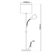 Stehlampe Filomena, braun/silber, Textil, Lesearm, E27, E14