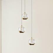 Lucande LED-Pendellampe Hayley, Ø 25 cm, 3-flg., gold, Glas