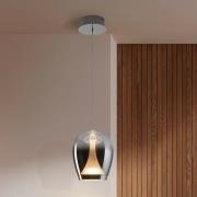 LED-Hängelampe Suspiro, Ø 18 cm, chromfarben/rauchgrau, Glas