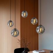 Lindby Hängeleuchte Valentina, Glas, rauchgrau, rund, 125cm