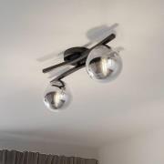 Deckenlampe Opus, Länge 60 cm, rauchgrau/schwarz, 2-flg.