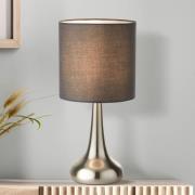 Tischleuchte Neraiah, grau/silber, Textil, 34 cm, dimmbar