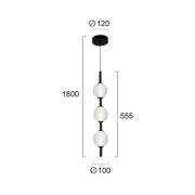 LED-Hängelampe Abeona, Ø 10 cm, schwarz, Metall/Glas, 3-flg.