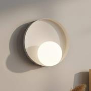 Wandleuchte Kido K1, beige, Stahl/Glas, Ø 20 cm