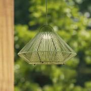 Lindby LED-Solarhängelampe Austas, grün, Ø 50 cm, USB, IP54