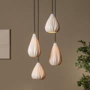 Hängelampe Cinzia, weiß/schwarz, Ø 55 cm, Porzellan, 4-flg.