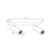 Deckenstrahler Grado, Länge 25 cm, taupe, Metall, 2-flg.