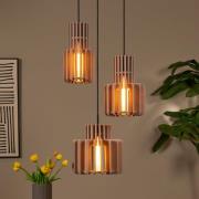 Hängelampe Rollo, taupe, Ø 50 cm, Stoff/Metall/Glas, 3-flg.