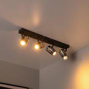 Deckenstrahler Upton, Länge 56 cm, schwarz/rauchgrau, 4-flg.