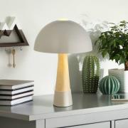 Tischlampe Paulin, grau matt/holzoptik, Metall, Höhe 36,5 cm