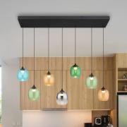 LED-Hängeleuchte Minara, 7-flg., Länge 102 cm, bunt, Glas