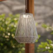 Lindby LED-Solarhängelampe Austas, grau, Ø 32 cm, USB, IP54