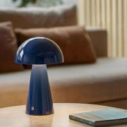 Lindby LED-Akkutischlampe Nevijo, blau, Ø20cm, USB, Dimmer