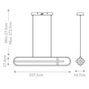 LED-Hängeleuchte DENMARK, schwarz matt, Länge 107 cm, Metall