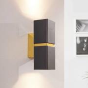 Zweiflammige LED-Wandleuchte Passa, schwarz-gold