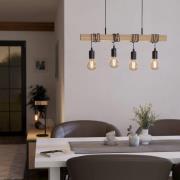 Pendellampe Townshend vierflammig, Holz hell